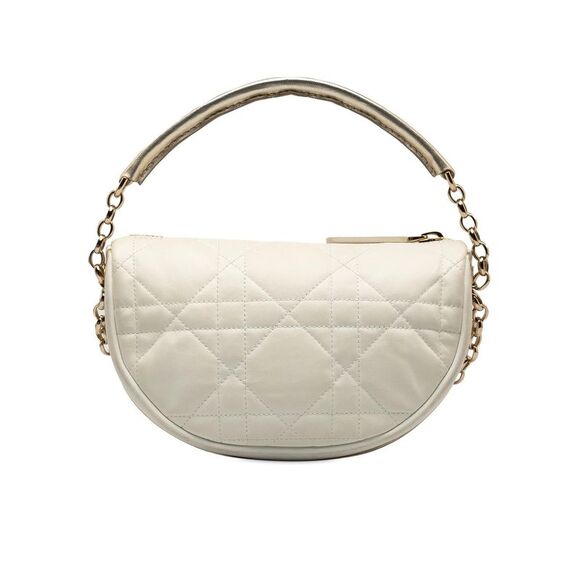 Pre Loved Dior Caro HalfMoon Quilted Leather Bag Women White Messenger Bags - Picture 3 of 8